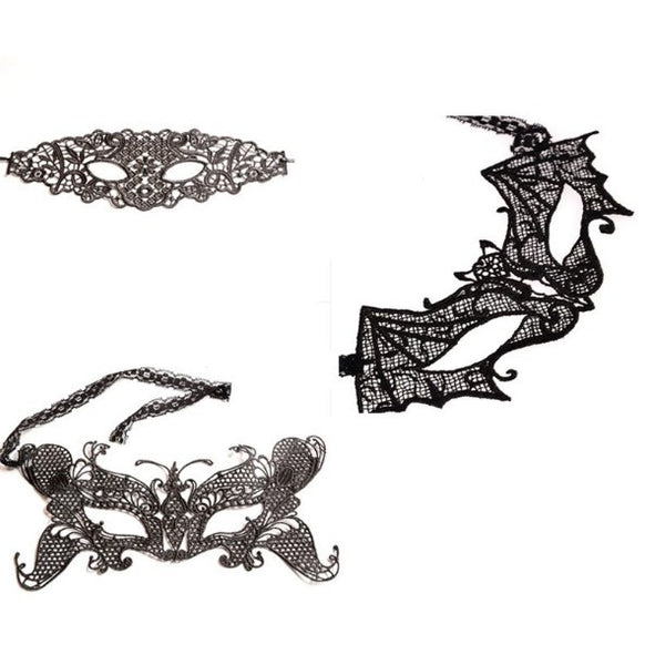 Black Bat Butterfly Flower Lace Masks