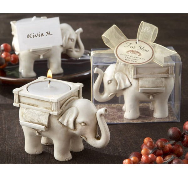 Ivory Lucky Elephant Tea Light Candle